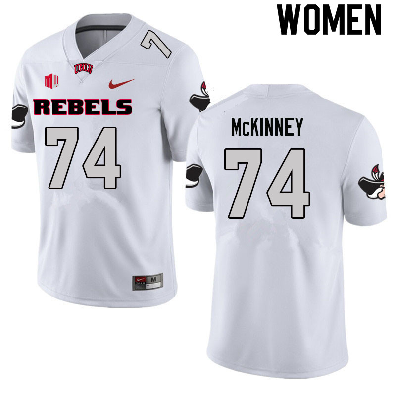 Women #74 Noah McKinney UNLV Rebels College Football Jerseys Sale-White - Click Image to Close